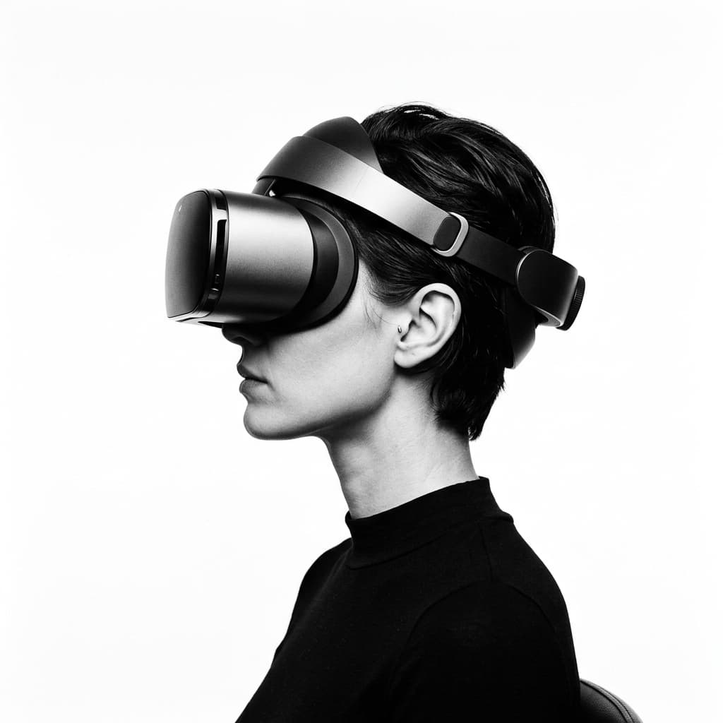 Especialista XR con visor de realidad virtual