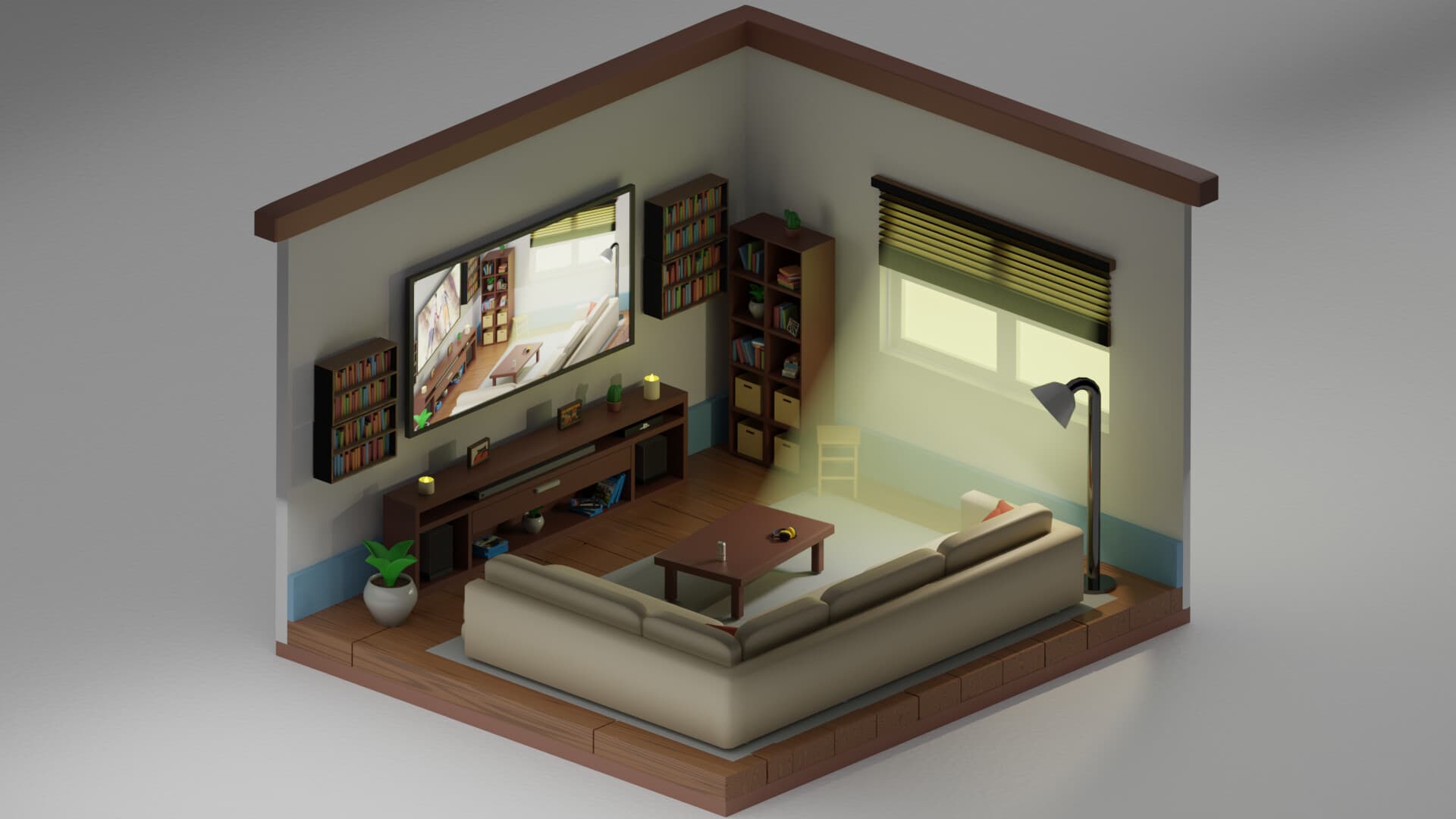 Modelado Low Poly Sala — imagen 1